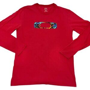 Oakley Early Y2K Red Long Sleeve Graphic Logo Tee Men’s Large Vintage 2000s